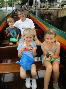 Souvenirs from a very savvy floating vendor that left us with big smiles and empty pockets!