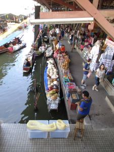 Giant boa at the floating market in Bangkok