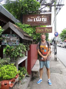 The entrance to the restaurant you must go to if you travel to Chiang Rai. Happy Jeff with a full belly :-)