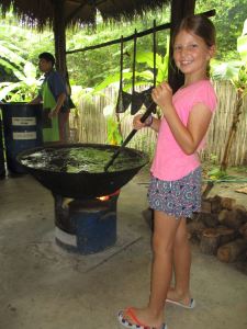 Steering elephant poop in boiling water