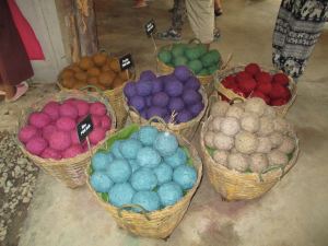 Dyed elephant poop balls ready for paper making