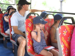 Playing tourists in Singapore on the hop-on hop-off double decker bus