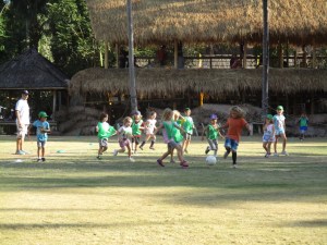 The kids at soccer practice. Go Green School!