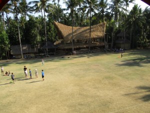The big field and the almost finished school warung (restaurant).