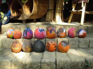 Kindly halloween pumpkins (aka painted coconuts!)