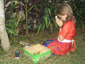 Clara blessing our home with her own handmade offerings